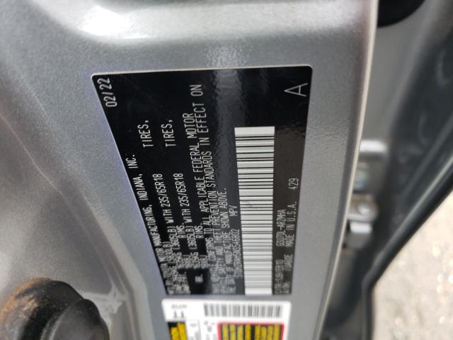 5TDHZRAH5NS546802 - 2022 TOYOTA HIGHLANDER XLE SILVER photo 12