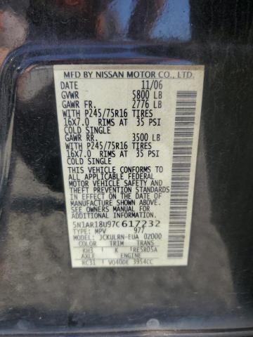 5N1AR18U97C617232 - 2007 NISSAN PATHFINDER LE 黑色 照片 13