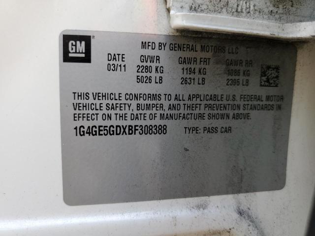 1G4GE5GDXBF308388 - 2011 BUICK LACROSSE CXS WHITE photo 12