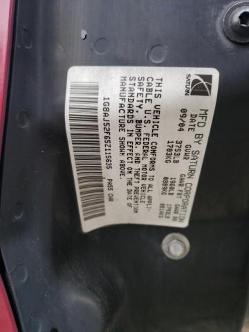 1G8AJ52F65Z115635 - 2005 SATURN ION LEVEL 2 勃艮第红 照片 12