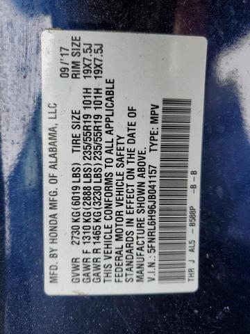 5FNRL6H96JB041157 - 2018 HONDA ODYSSEY ELITE Azul foto 14