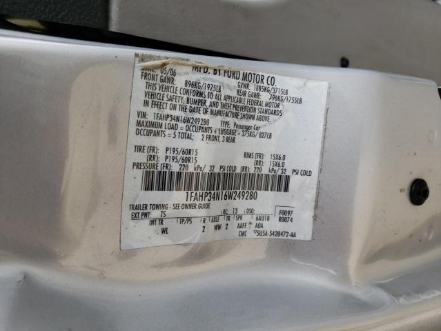 1FAHP34N16W249280 - 2006 FORD FOCUS ZX4 SILVER photo 12