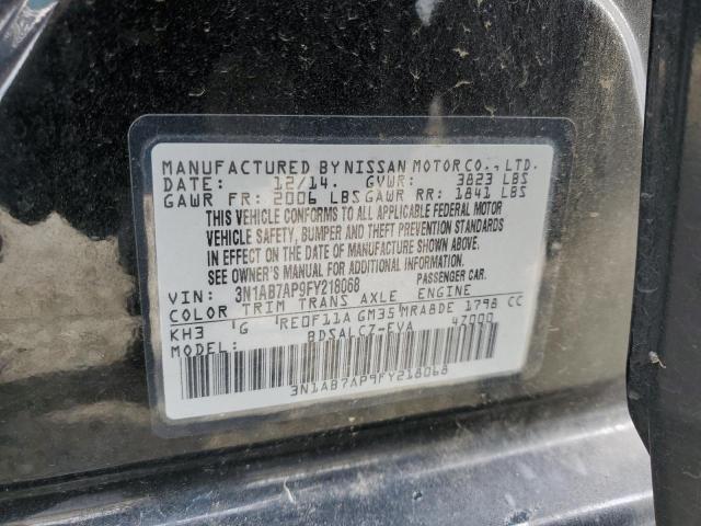 3N1AB7AP9FY218068 - 2015 NISSAN SENTRA S BLACK photo 12