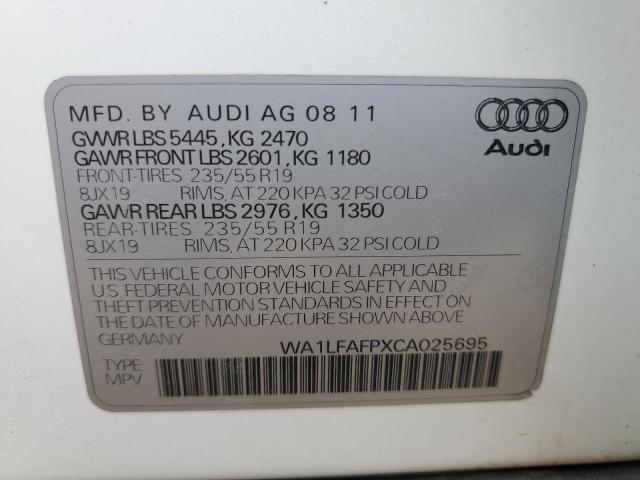 WA1LFAFPXCA025695 - 2012 AUDI Q5 PREMIUM PLUS WHITE photo 12