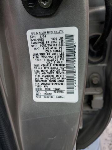 JN8DR09Y64W920951 - 2004 NISSAN PATHFINDER LE 棕色 照片 12