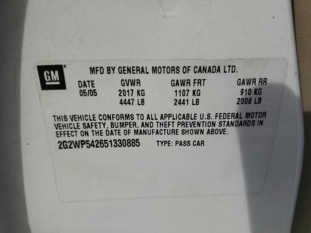 2G2WP542651330885 - 2005 PONTIAC GRAND PRIX 白色 照片 12