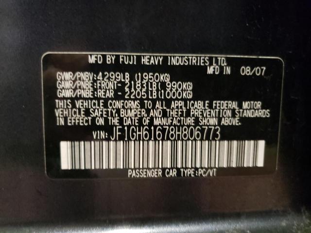 JF1GH61678H806773 - 2008 SUBARU IMPREZA 2.5I BLACK photo 13