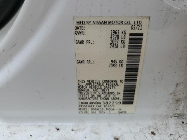 1N4BL4BV0MN387759 - 2021 NISSAN ALTIMA S WHITE photo 13