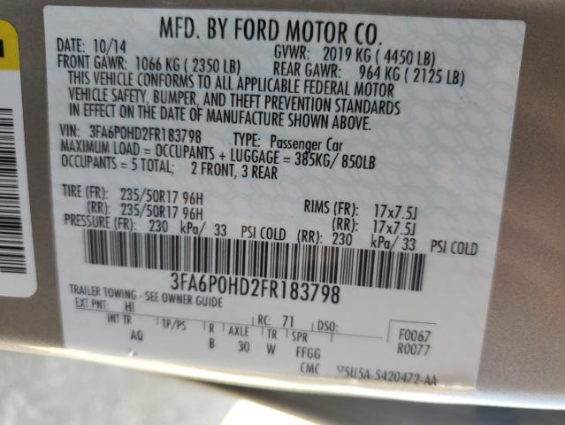 3FA6P0HD2FR183798 - 2015 FORD FUSION SE GOLD photo 13