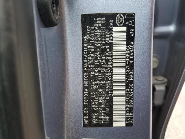 2T1KR32E57C685816 - 2007 TOYOTA COROLLA MA XR BLUE photo 12