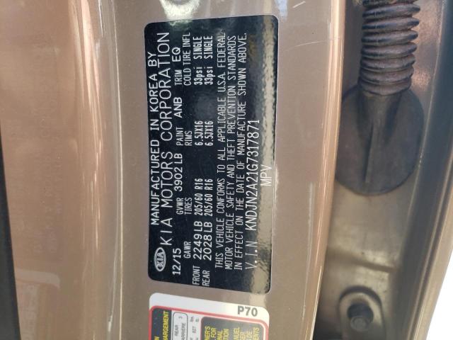 KNDJN2A21G7317871 - 2016 KIA SOUL TAN photo 12