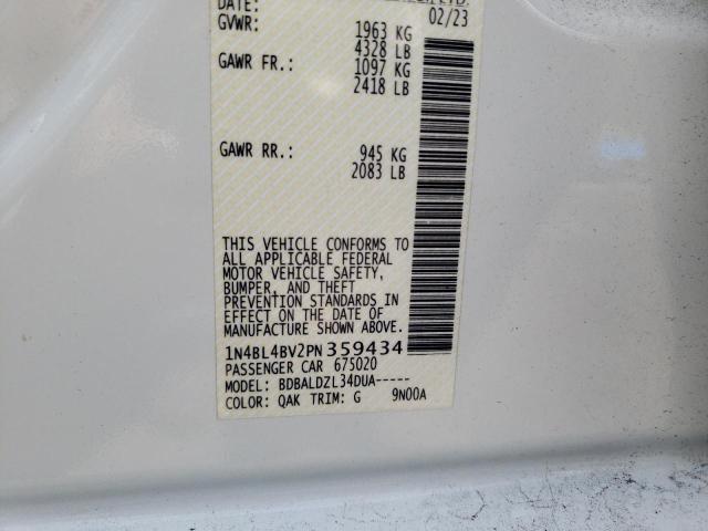 1N4BL4BV2PN359434 - 2023 NISSAN ALTIMA S WHITE photo 12