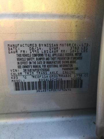 3N1AB7AP0EY290646 - 2014 NISSAN SENTRA S SILVER photo 13