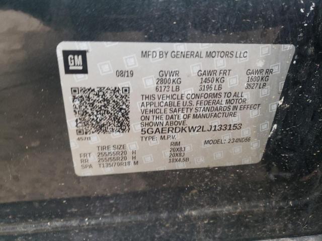 5GAERDKW2LJ133153 - 2020 BUICK ENCLAVE AVENIR 黑色 照片 12