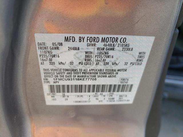 1FMCU93118KE77705 - 2008 FORD ESCAPE XLT GRAY photo 13