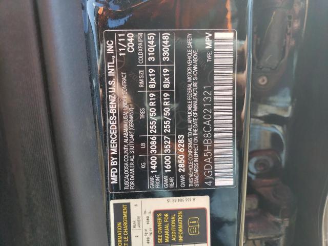 4JGDA5HB8CA021321 - 2012 MERCEDES-BENZ ML 350 4MATIC BLACK photo 13