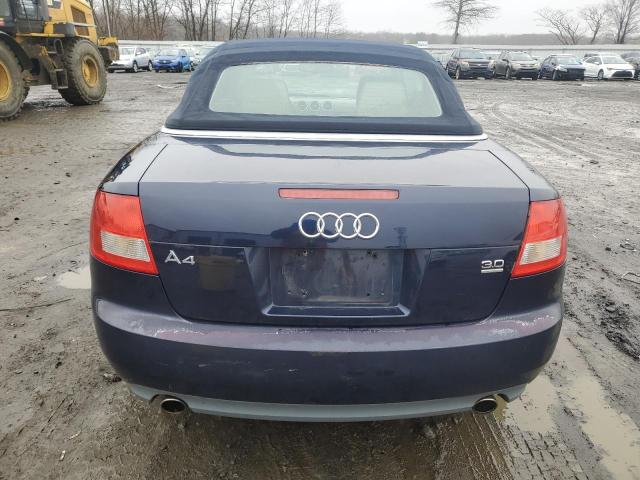 WAUDT48H54K010346 - 2004 AUDI A4 QUATTRO BLUE photo 6