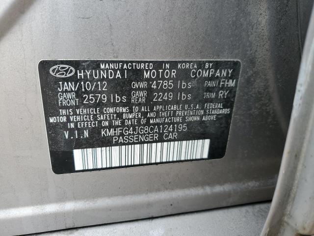 KMHFG4JG8CA124195 - 2012 HYUNDAI AZERA GLS SILVER photo 12