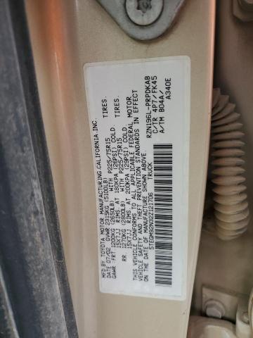 5TEGM92N32Z121706 - 2002 TOYOTA TACOMA DOUBLE CAB PRERUNNER TAN photo 12