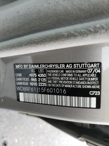 WDBRF61J15F601016 - 2005 MERCEDES-BENZ C 240 SILVER photo 12