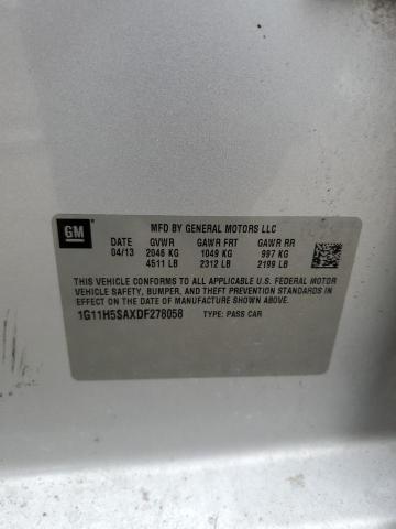 1G11H5SAXDF278058 - 2013 CHEVROLET MALIBU LTZ 银色 照片 13