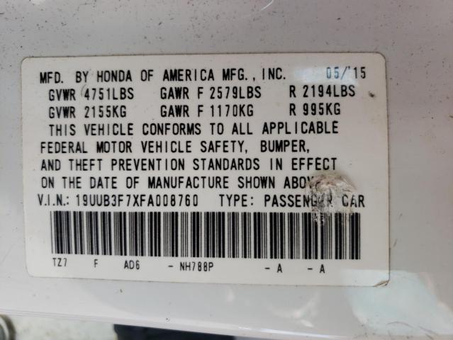 19UUB3F7XFA008760 - 2015 ACURA TLX ADVANCE 白色 照片 12