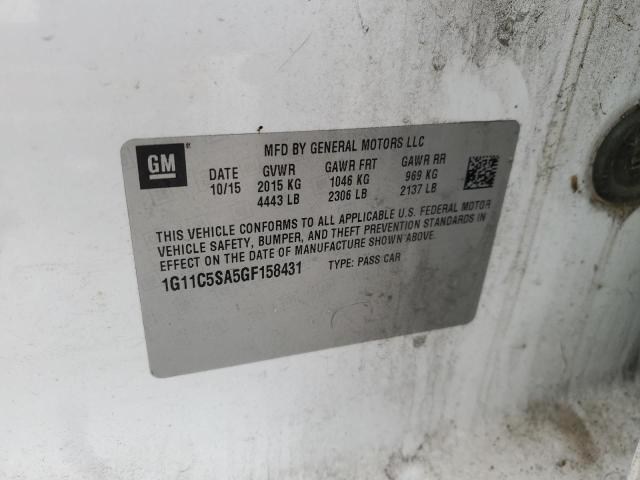 1G11C5SA5GF158431 - 2016 CHEVROLET MALIBU LIM LT 白色 照片 12