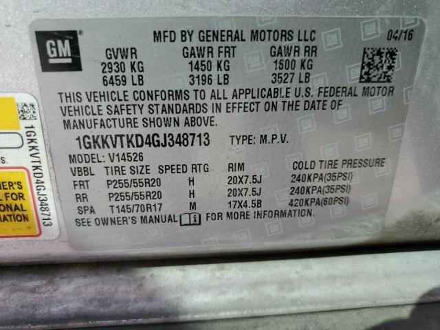 1GKKVTKD4GJ348713 - 2016 GMC ACADIA DENALI SILVER photo 13