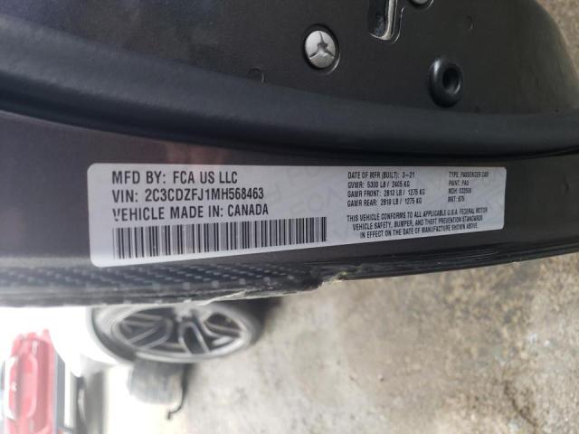2C3CDZFJ1MH568463 - 2021 DODGE CHALLENGER R/T SCAT PACK GRAY photo 12