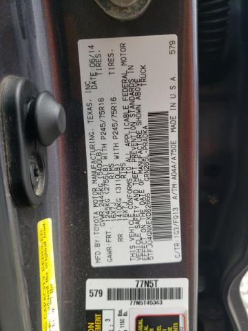 5TFJU4GNXEX062666 - 2014 TOYOTA TACOMA DOUBLE CAB PRERUNNER GRAY photo 12