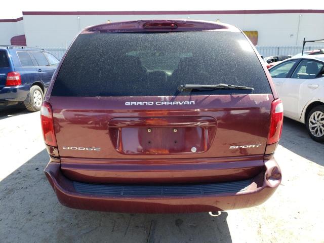 1B4GP443X2B609722 - 2002 DODGE GRAND CARA SPORT MAROON photo 6