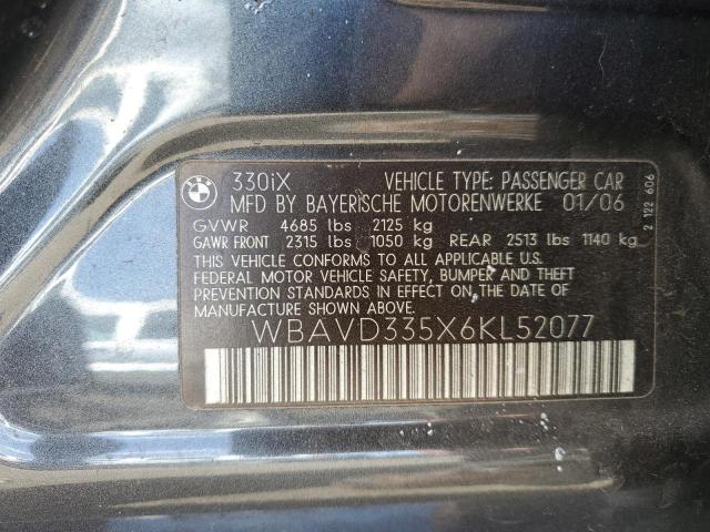 WBAVD335X6KL52077 - 2006 BMW 330 XI CHARCOAL photo 12