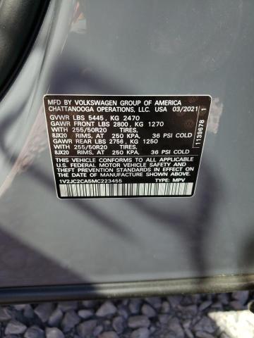 1V2JC2CA5MC223455 - 2021 VOLKSWAGEN ATLAS CROS SE ვერცხლისფერი ფოტო 12
