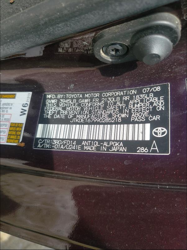 JTKDE167990285218 - 2009 TOYOTA SCION TC 紫色 照片 10