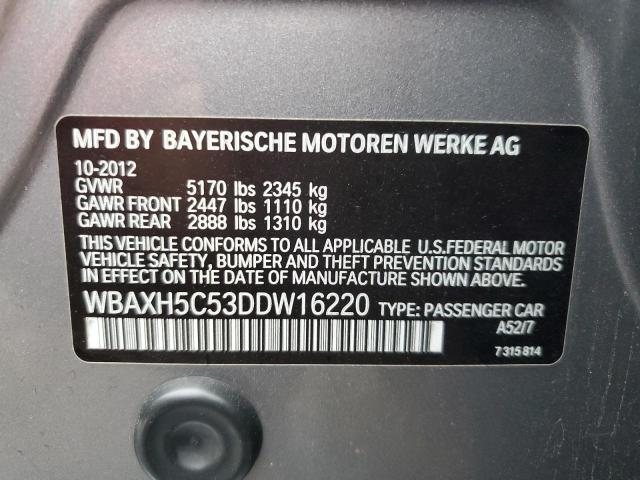 WBAXH5C53DDW16220 - 2013 BMW 528 XI GRAY photo 12