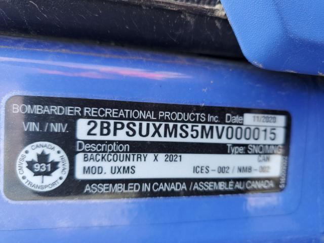 2BPSUXMS5MV000015 - 2021 SKI DOO BACKCOUNTR BLUE photo 10