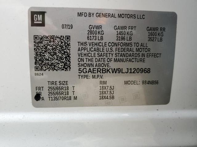 5GAERBKW9LJ120968 - 2020 BUICK ENCLAVE ESSENCE WHITE photo 13