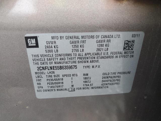 2CNFLNE55B6359675 - 2011 CHEVROLET EQUINOX LT GRAY photo 12