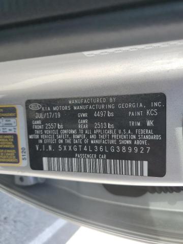 5XXGT4L36LG389927 - 2020 KIA OPTIMA LX SILVER photo 12