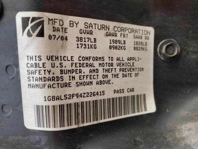 1G8AL52F94Z226415 - 2004 SATURN ION LEVEL 3 RED photo 12