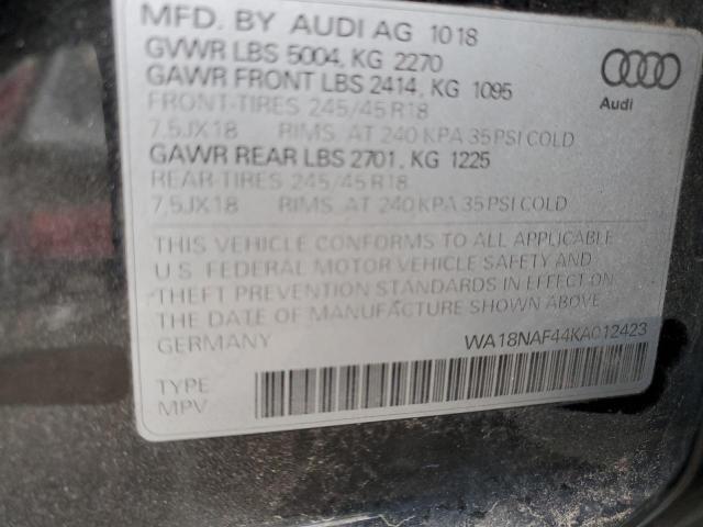 WA18NAF44KA012423 - 2019 AUDI A4 ALLROAD PREMIUM PLUS BLACK photo 12