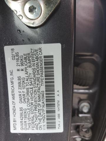 1HGCV1F14JA109403 - 2018 HONDA ACCORD LX CHARCOAL photo 13