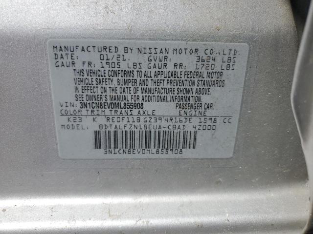 3N1CN8EV0ML855908 - 2021 NISSAN VERSA SV SILVER photo 12