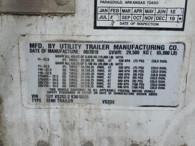 1UYVS2532K3610855 - 2019 UTILITY TRAILER WHITE photo 10