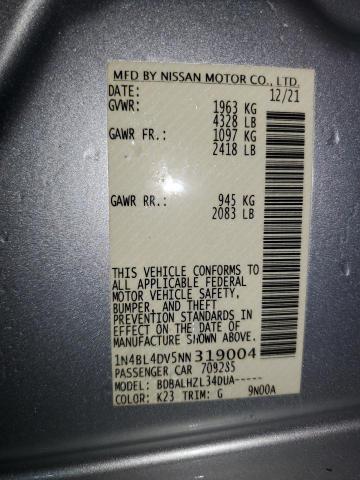 1N4BL4DV5NN319004 - 2022 NISSAN ALTIMA SV SILVER photo 12