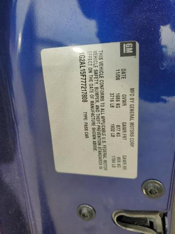 1G2AL15F777217808 - 2007 PONTIAC G5 Bleu photo 12