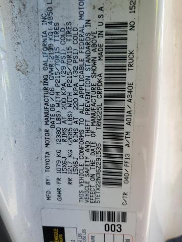 5TETX22N36Z291535 - 2006 TOYOTA TACOMA ACCESS CAB WHITE photo 12