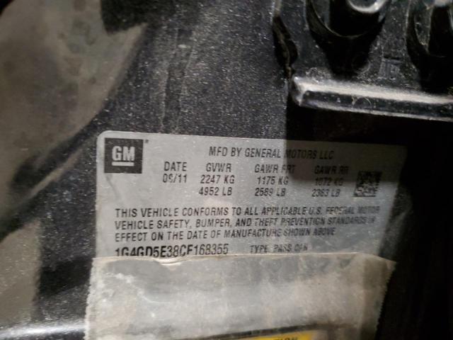 1G4GD5E38CF168355 - 2012 BUICK LACROSSE PREMIUM BLACK photo 12