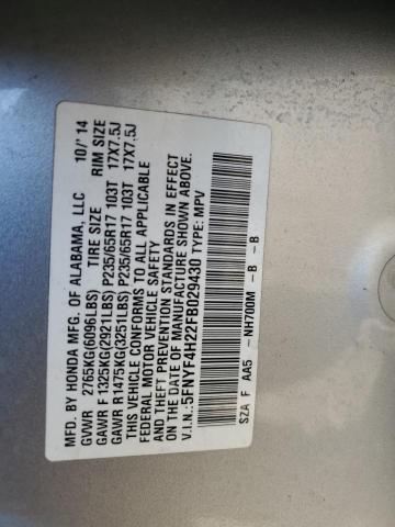 5FNYF4H22FB029430 - 2015 HONDA PILOT LX SILVER photo 13