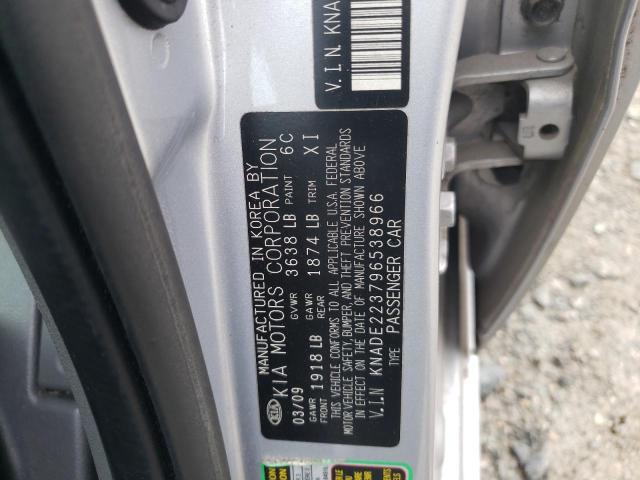 KNADE223796538966 - 2009 KIA RIO BASE SILVER photo 12